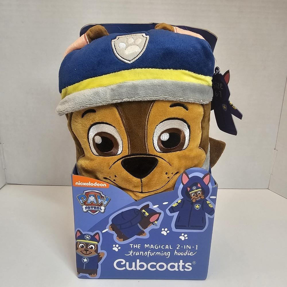 CUBCOATS Paw Patrol Chase 2-in-1 Stuffed Animal Hoodie Size 6-7 New